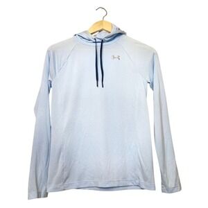 Under Armour HeatGear Hoodie Light Blue Long Sleeve Loose Fit Womens XS
